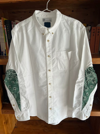 white drop sleeve shirt with paisley design