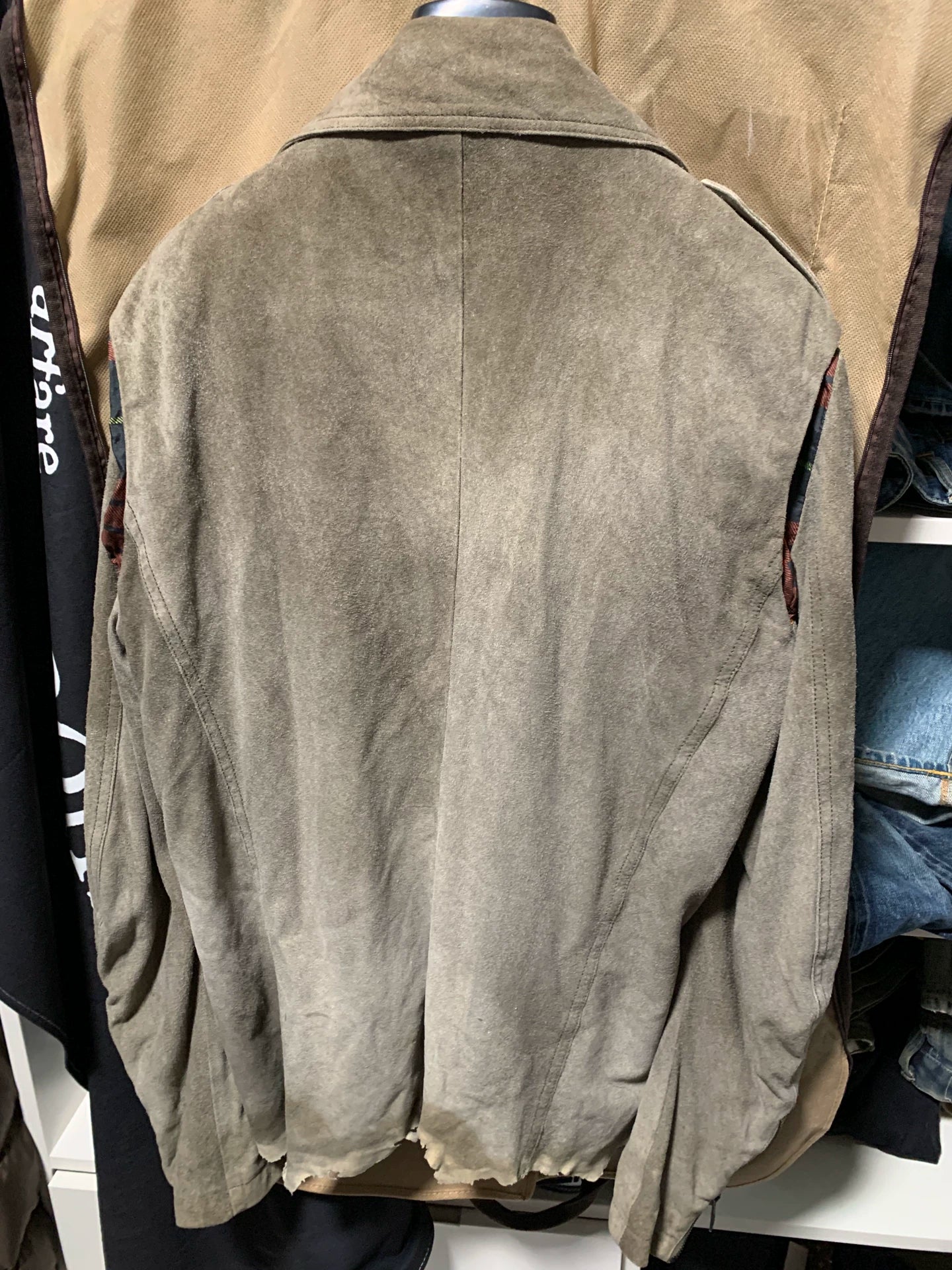 distressed grey suede biker jacket