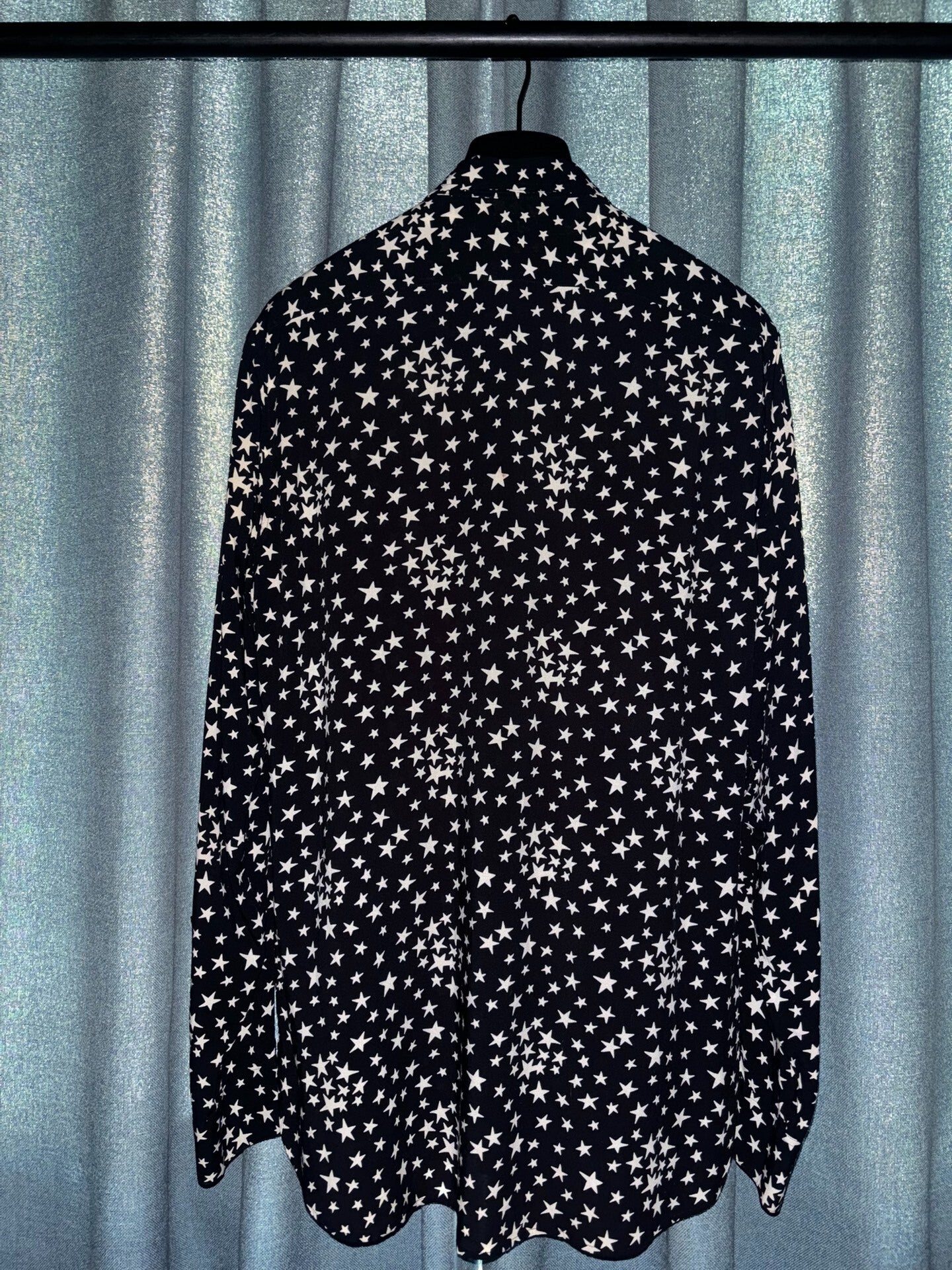 black and white star print shirt
