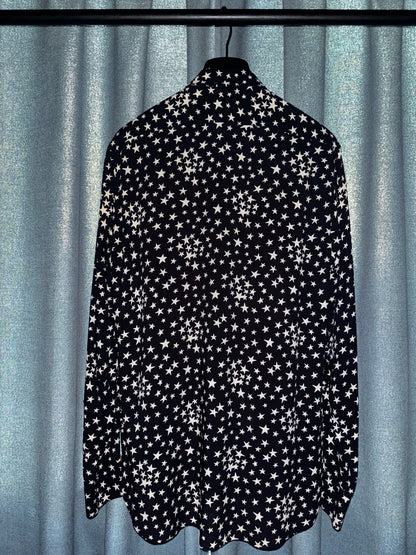 black and white star print shirt