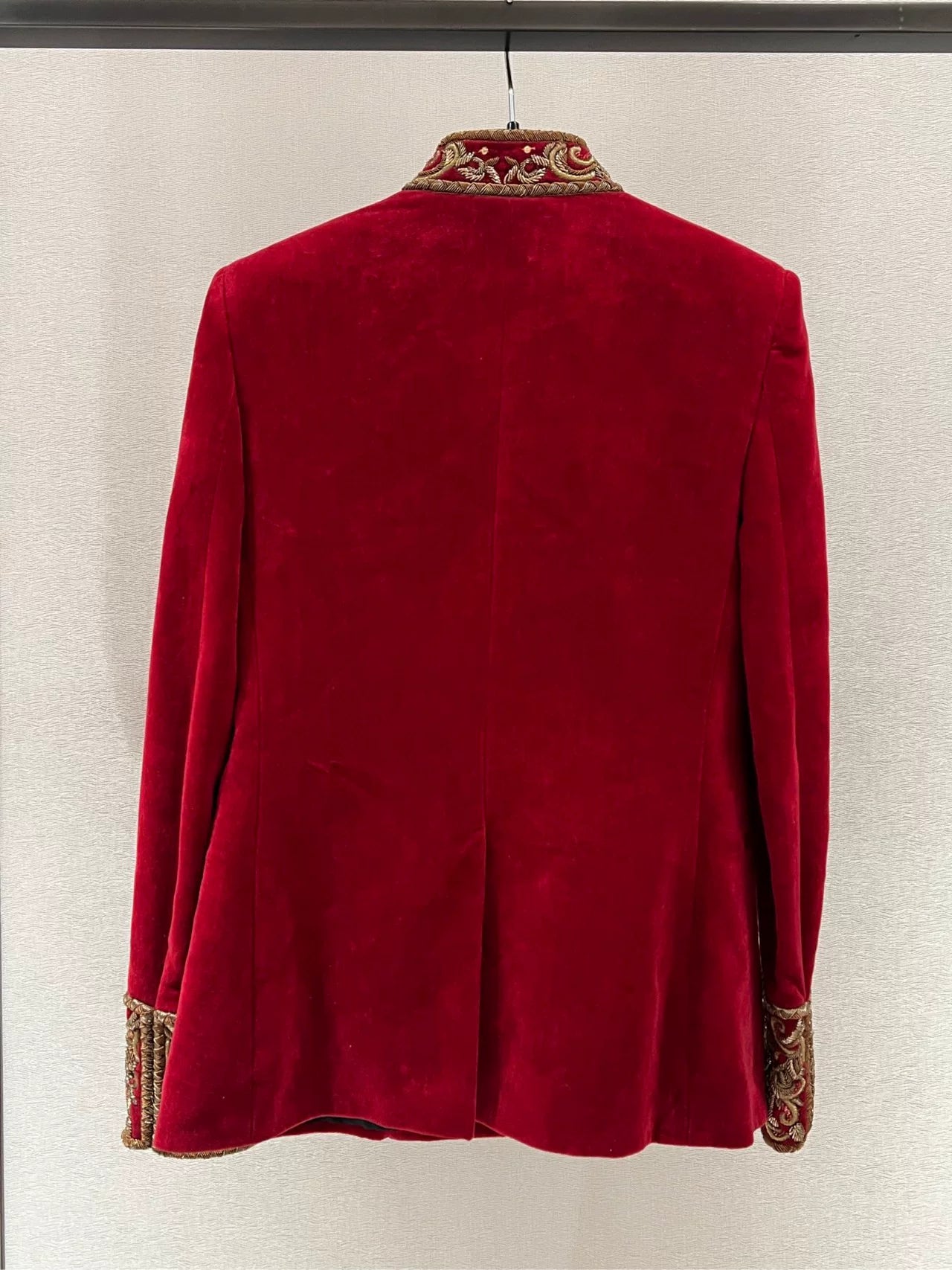 Saint Laurent 2018 Red Velvet Embroidered Jacket