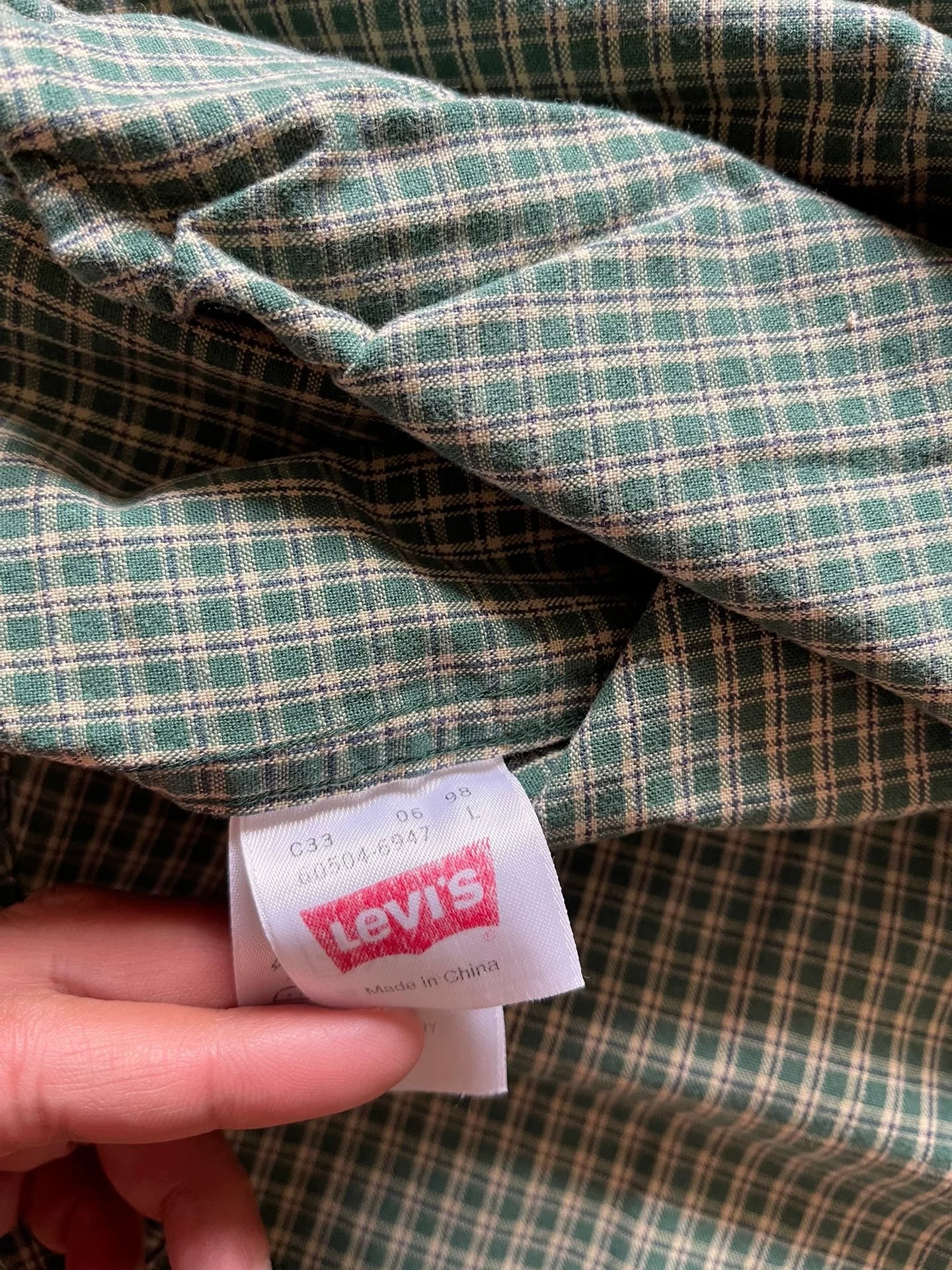 Levi's LVC Green Plaid Long-Sleeve Shirt L
