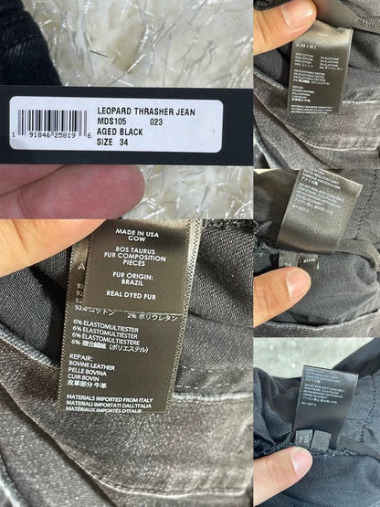 amiri leopard thrasher jean in size 34