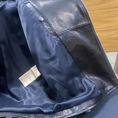 Black Goat Leather Biker Jacket