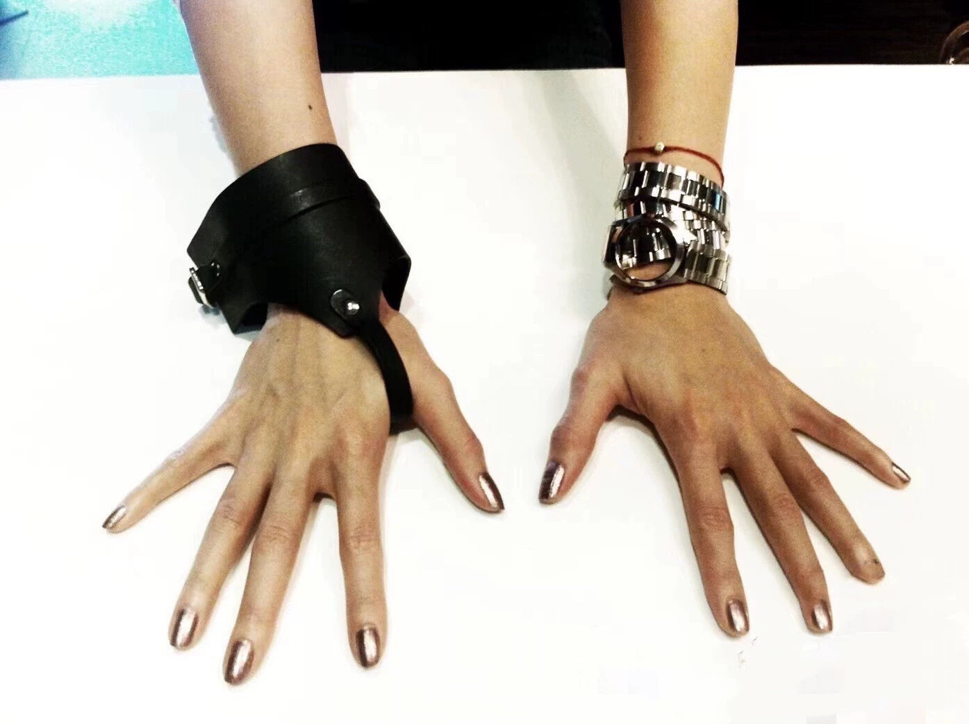 Maison Martin Margiela Black Leather Ring Bracelet