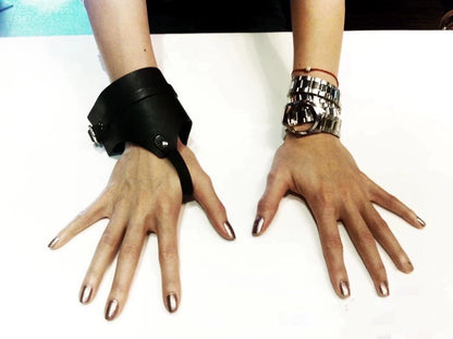 Maison Martin Margiela Black Leather Ring Bracelet