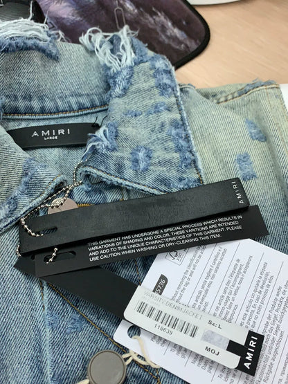 amiri拼皮牛仔夹克 denim jacket