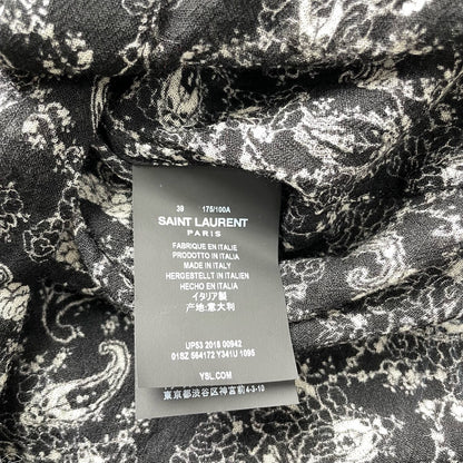 Saint Laurent 19SS Black White Wool Paisley Shirt