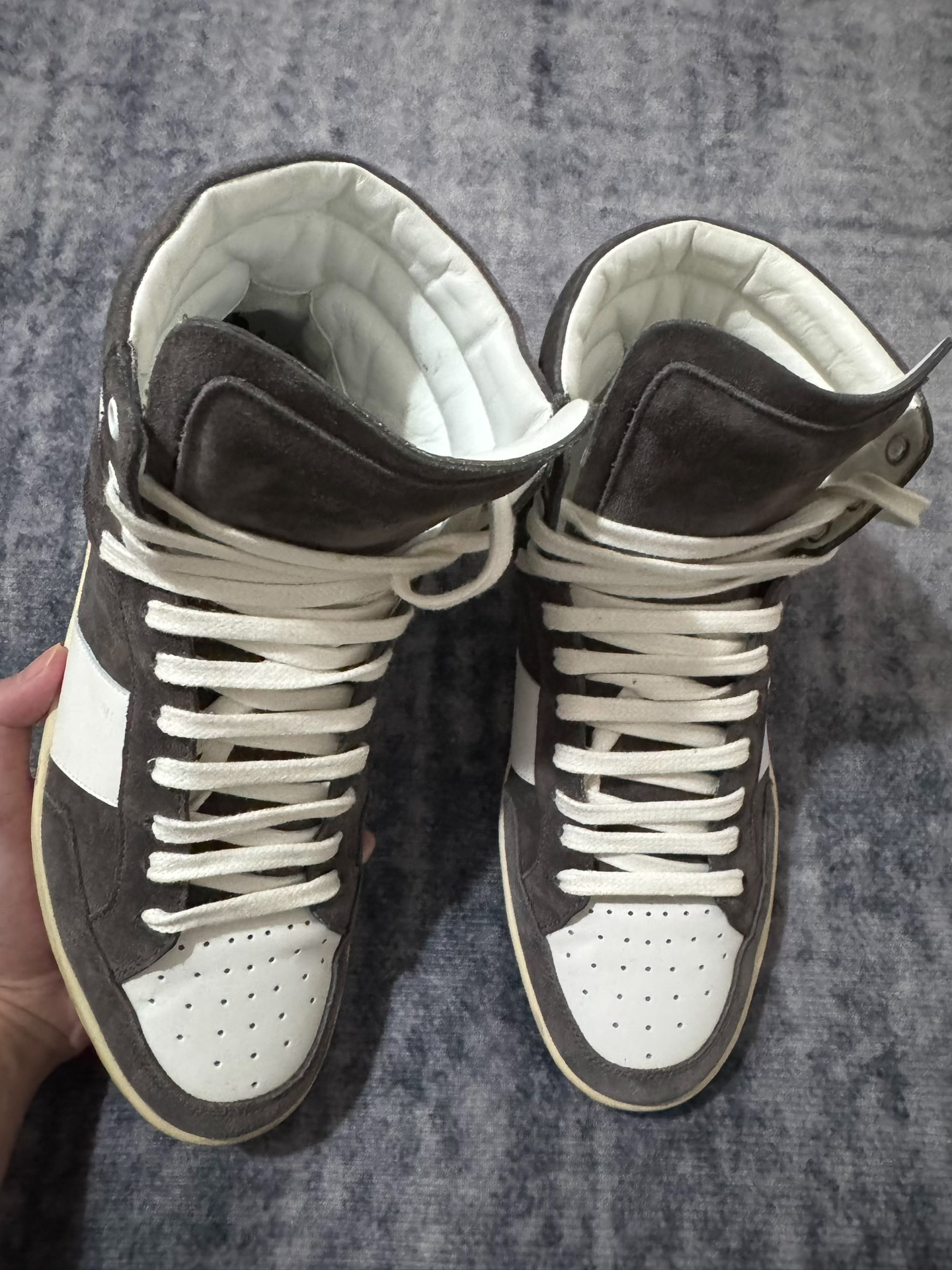 Saint Laurent High-Top Suede Sneakers