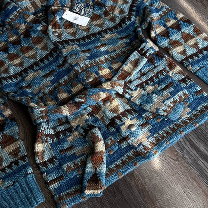 RRL Indian Totem Argyle Shawl Collar Sweater
