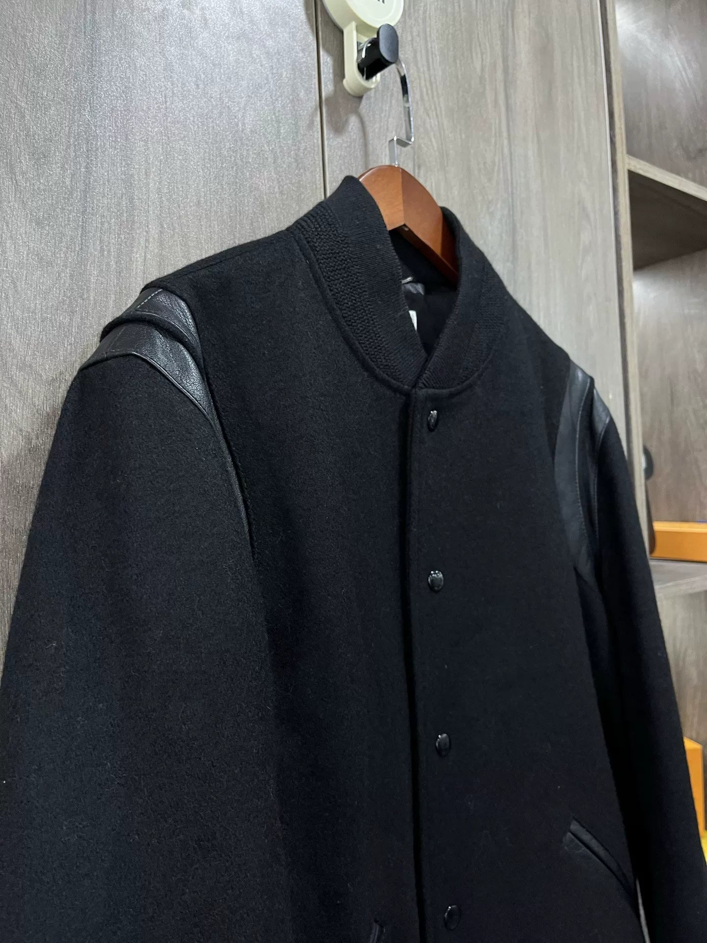 Saint Laurent Black Wool Baseball Jacket