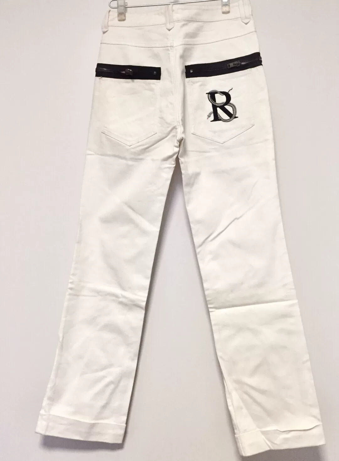 Raf Simons Snake Totem White Denim Wide-Leg Pants