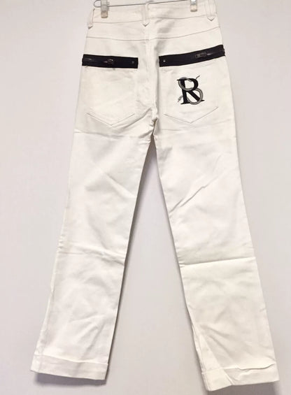 Raf Simons Snake Totem White Denim Wide-Leg Pants