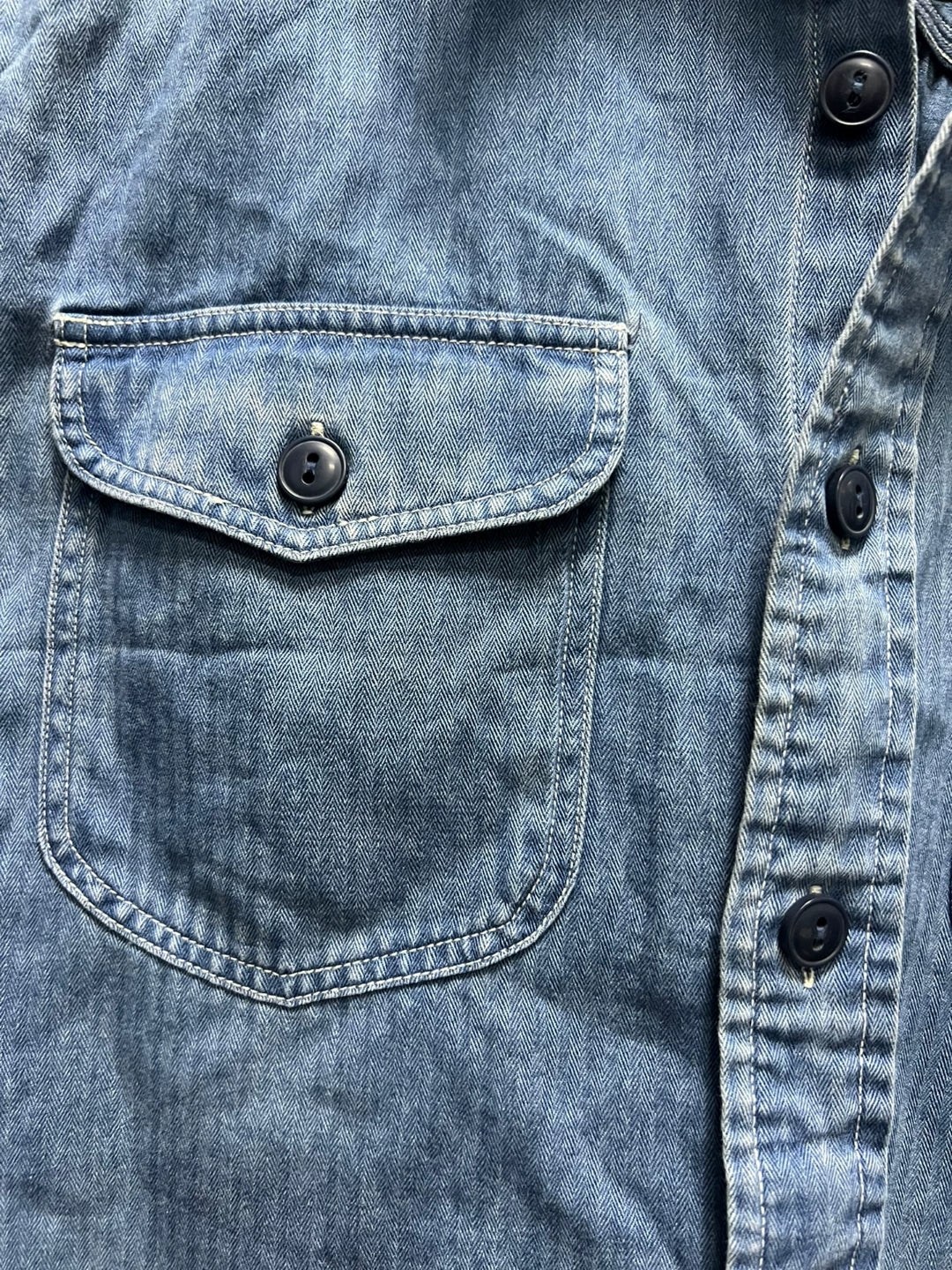 RRL Denim Long Sleeve Shirt in Blue