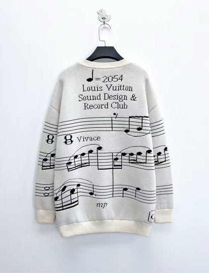 louis vuitton cream knit logo sweater