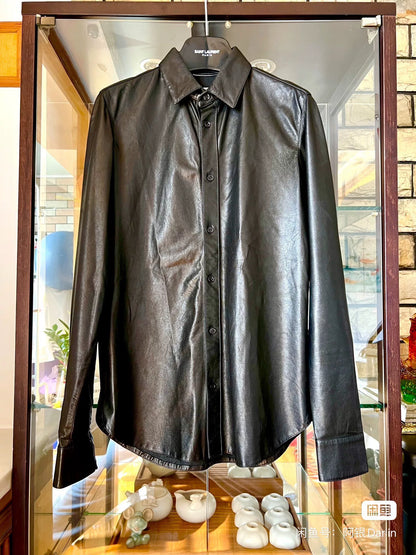saint laurent lambskin leather shirt jacket
