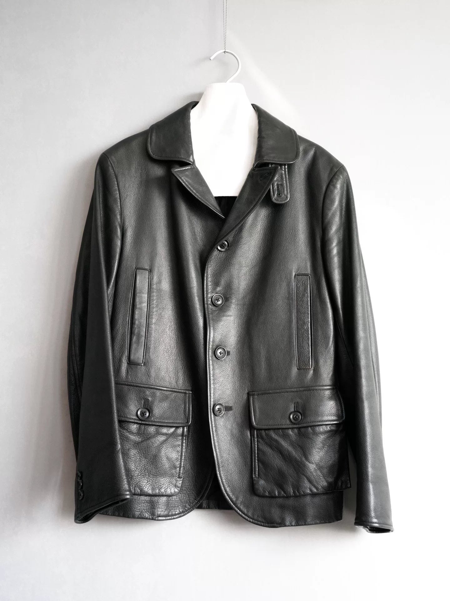 yohji yamamoto buffalo leather multi-pocket jacket