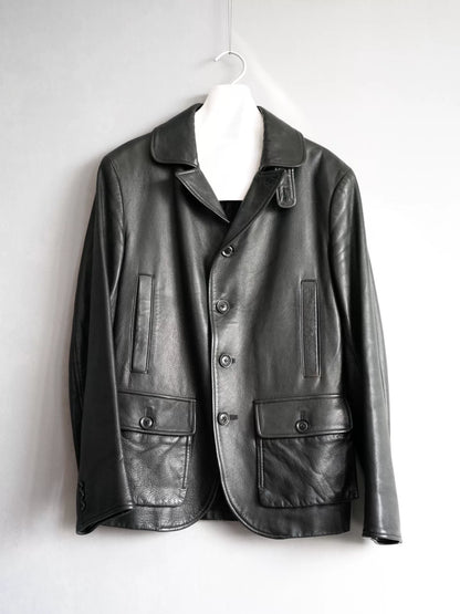 yohji yamamoto buffalo leather multi-pocket jacket
