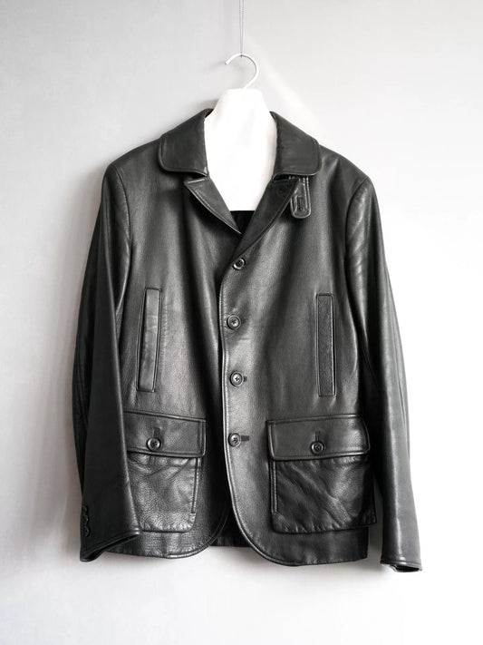 yohji yamamoto buffalo leather multi-pocket jacket