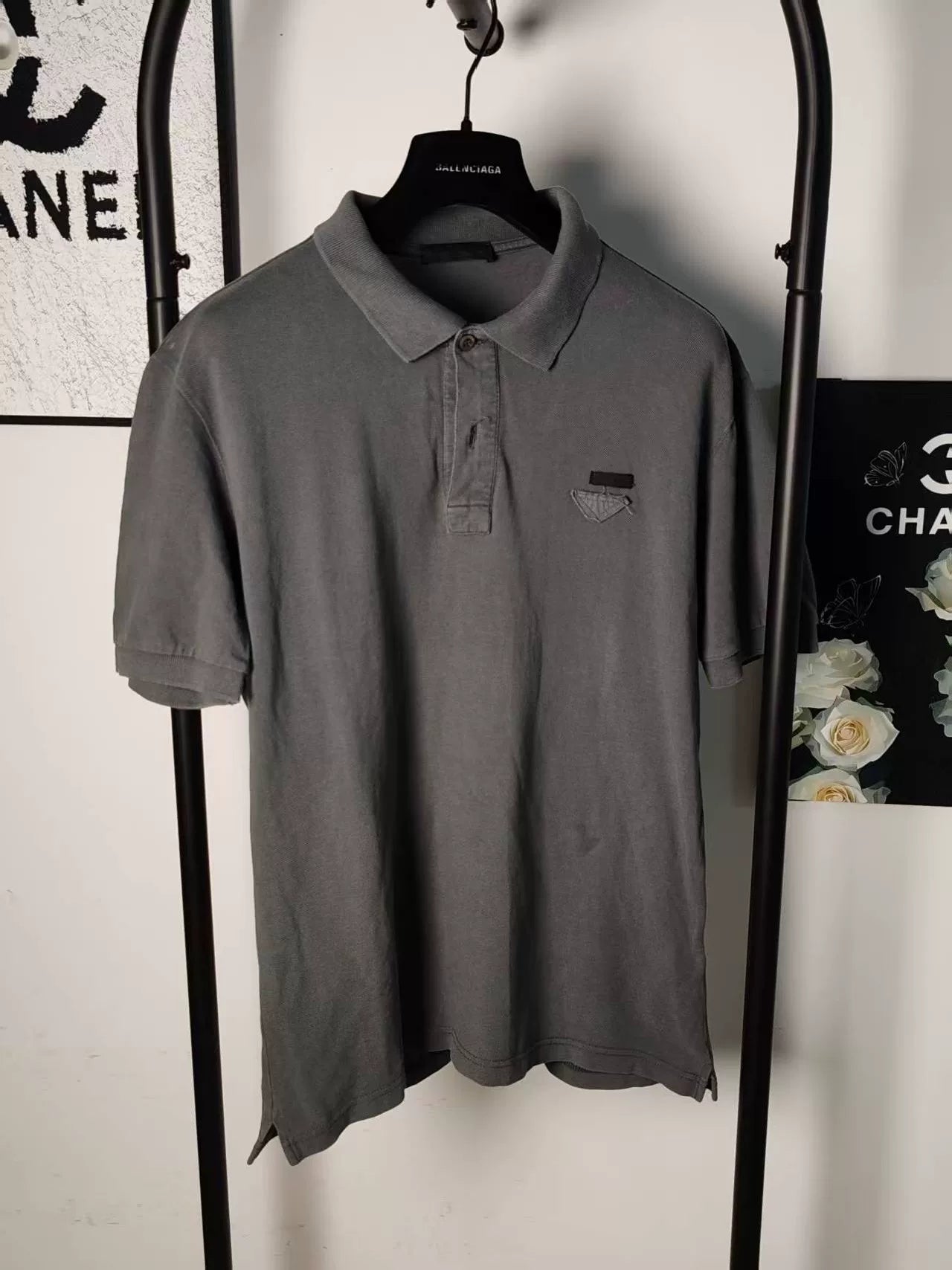 Authentic Prada Triangle Logo Short Sleeve Shirt