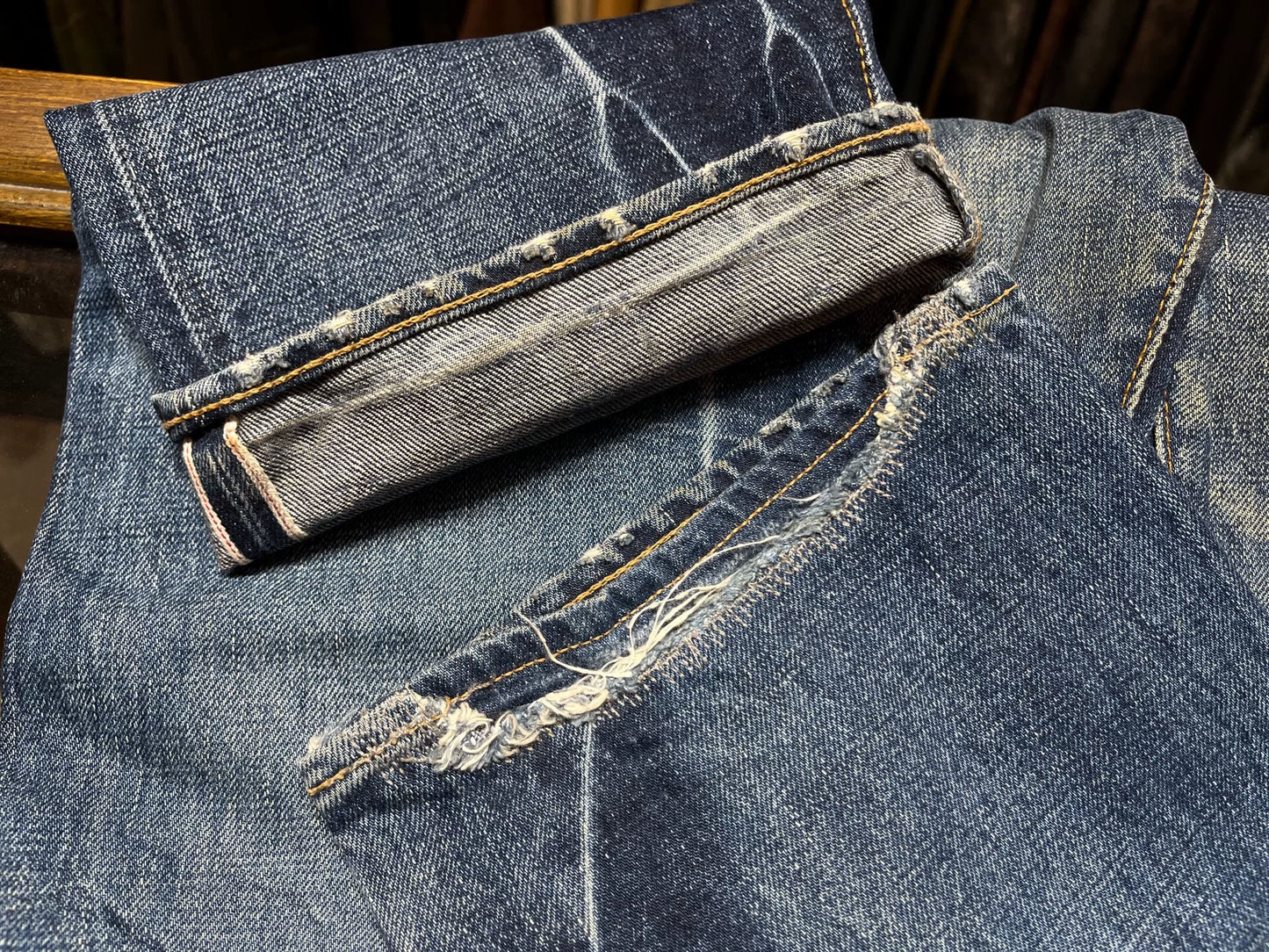 vintage distressed double rl denim pants