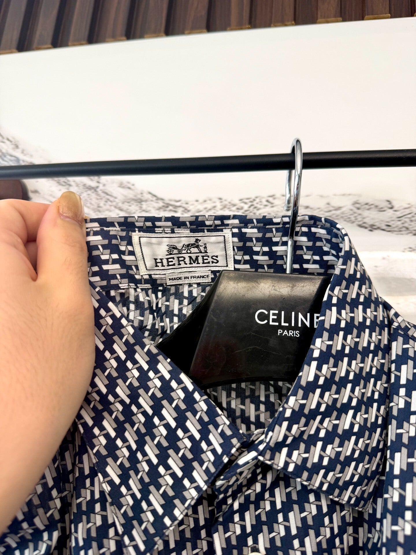 hermes printed long sleeve shirt