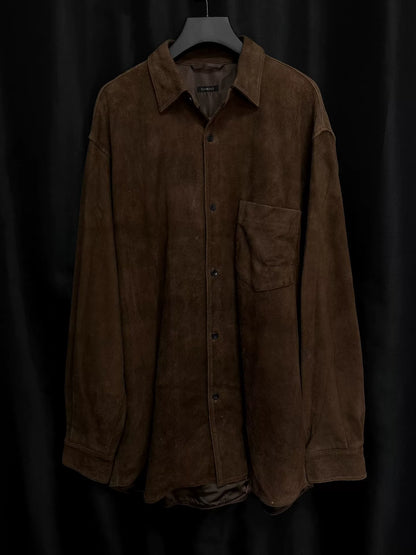 comoli deep brown deer leather shirt