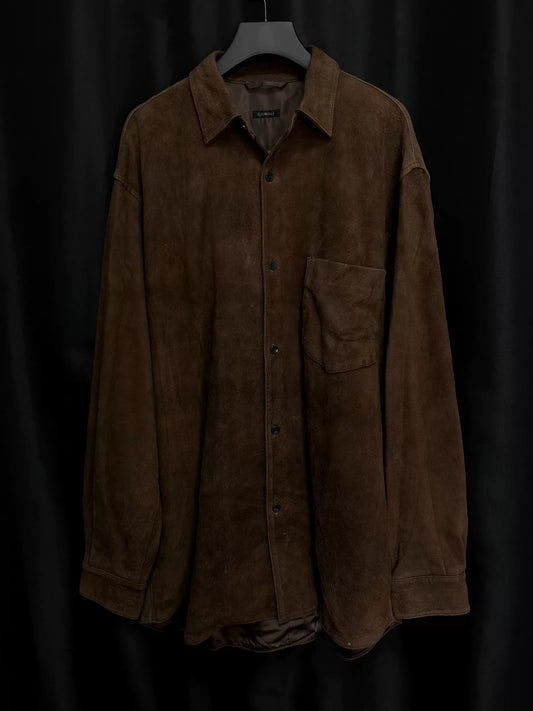 comoli deep brown deer leather shirt