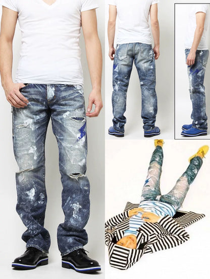 Vanquish Fragment Lightning Splatter Distressed Jeans