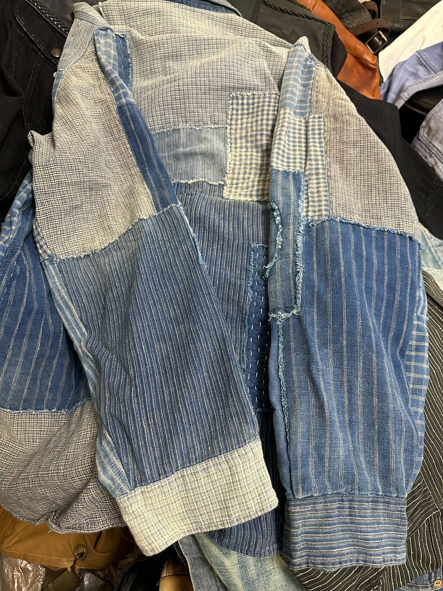 rrl patchwork blue dye shirt