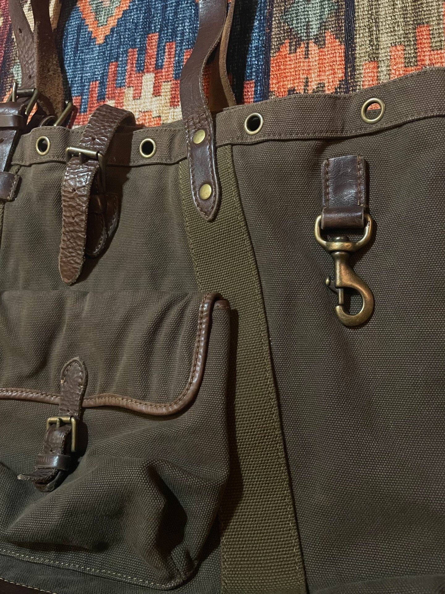 RALPH LAUREN POLO Vintage Canvas Leather Tote