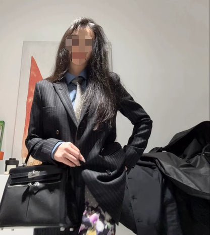 Saint Laurent Gray Pinstripe Double-Breasted Suit