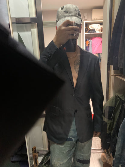 isaia Napoli grey single breasted blazer
