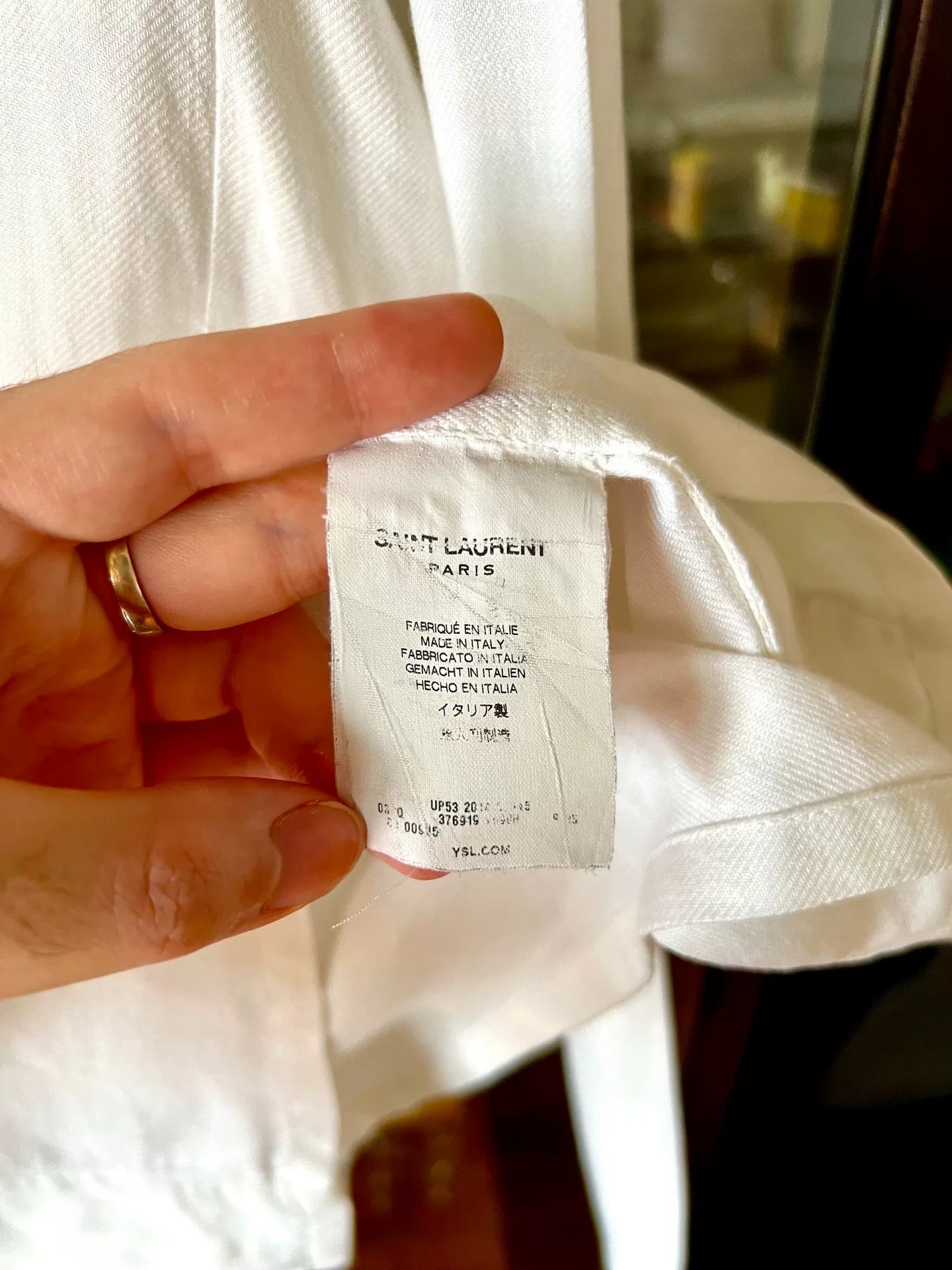 saint laurent white henley shirt 15ss collection