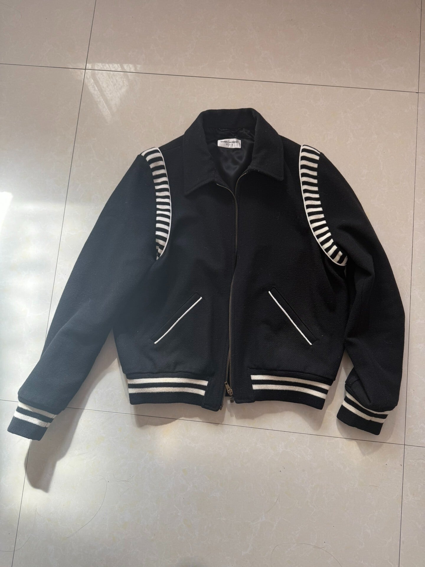 Saint Laurent Black White Striped Jacket