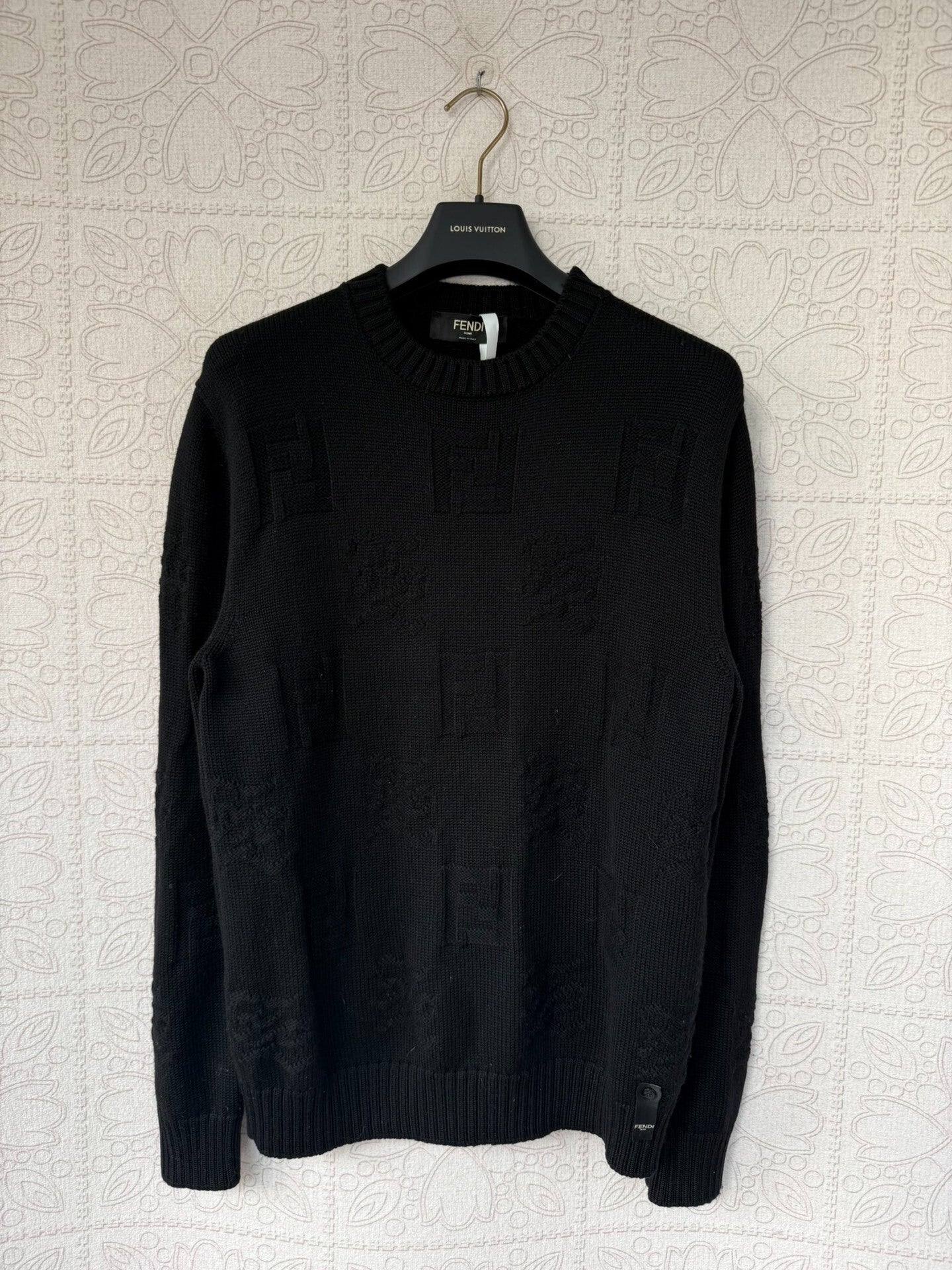 black Fendi wool sweater with logo print