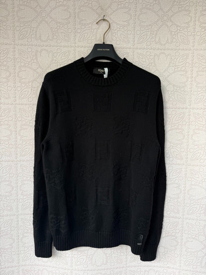 black Fendi wool sweater with logo print