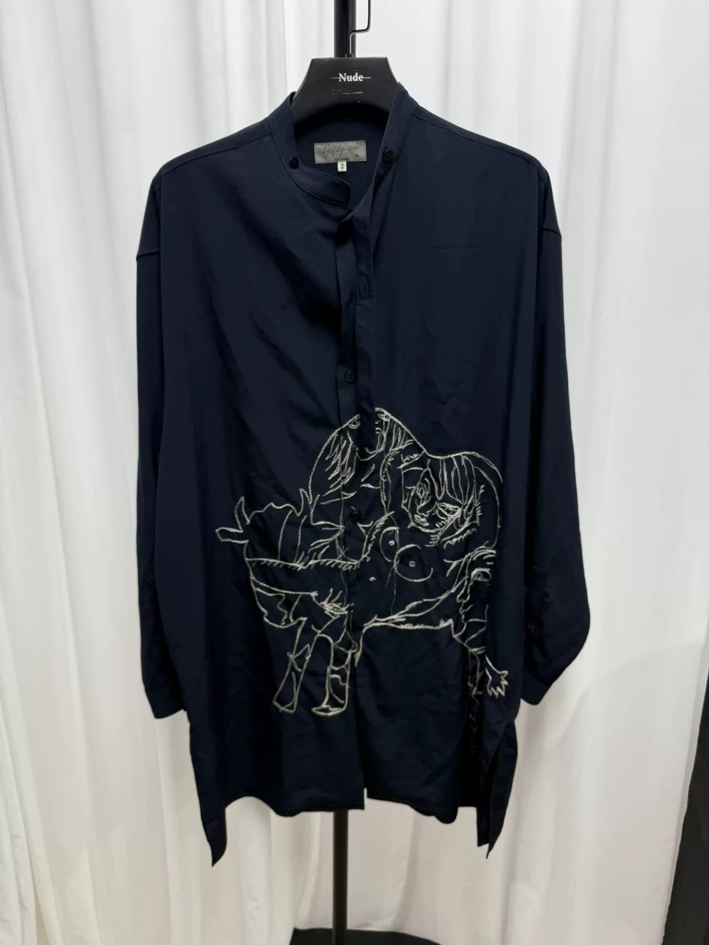 embroidered silk shirt by yohji yamamoto