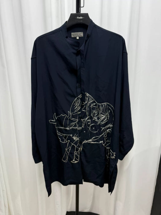 embroidered silk shirt by yohji yamamoto