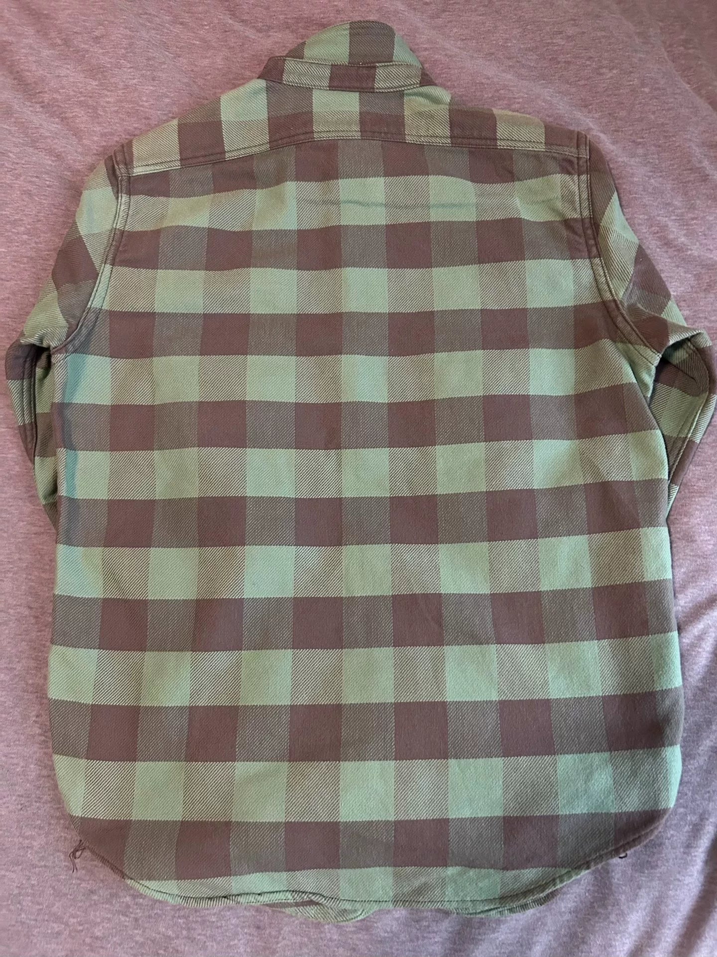 freewheelers green and gray flannel shirt