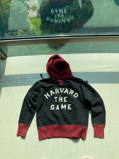 red and black hooded sweatshirt with pockets