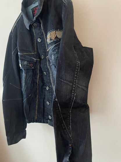 stylish denim jacket with star patterns