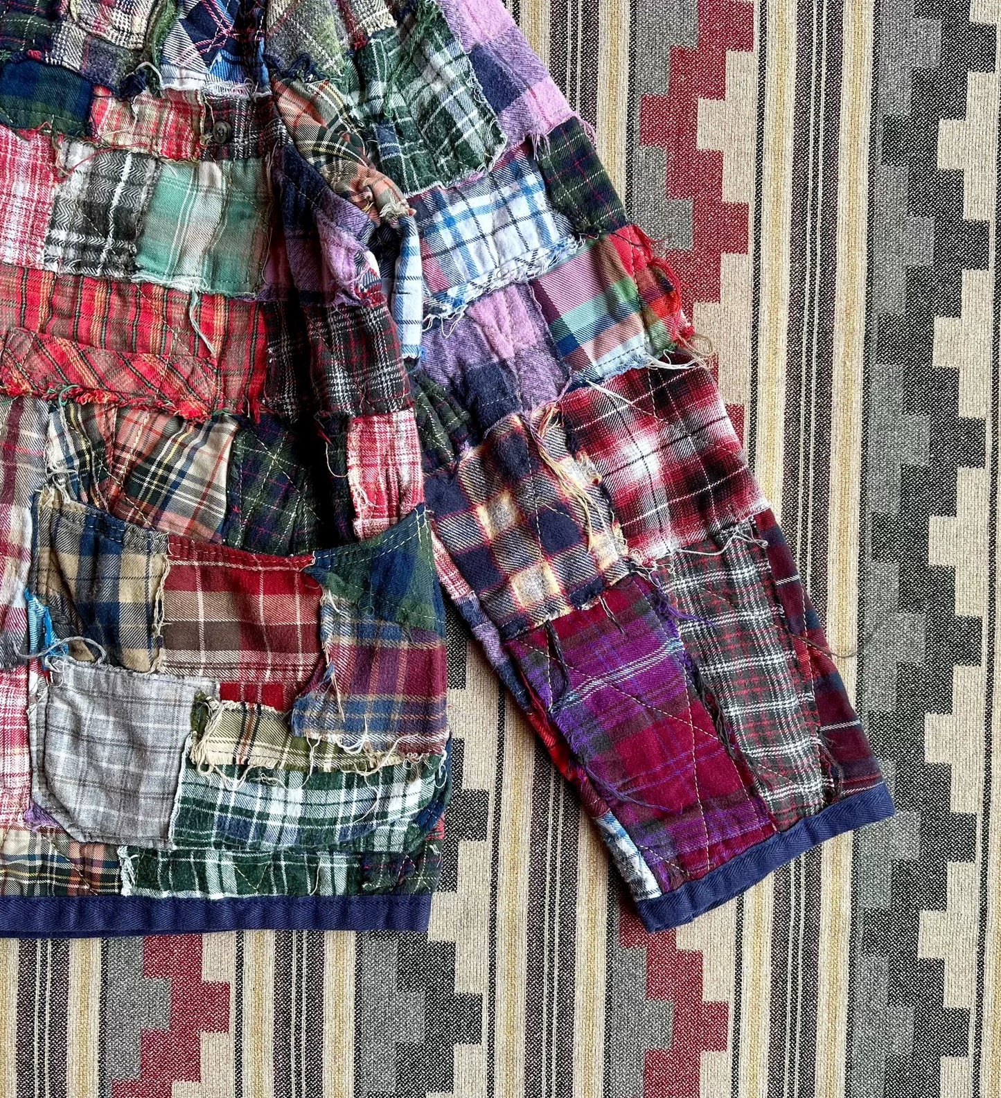 quilted patchwork flannel reversible jacket