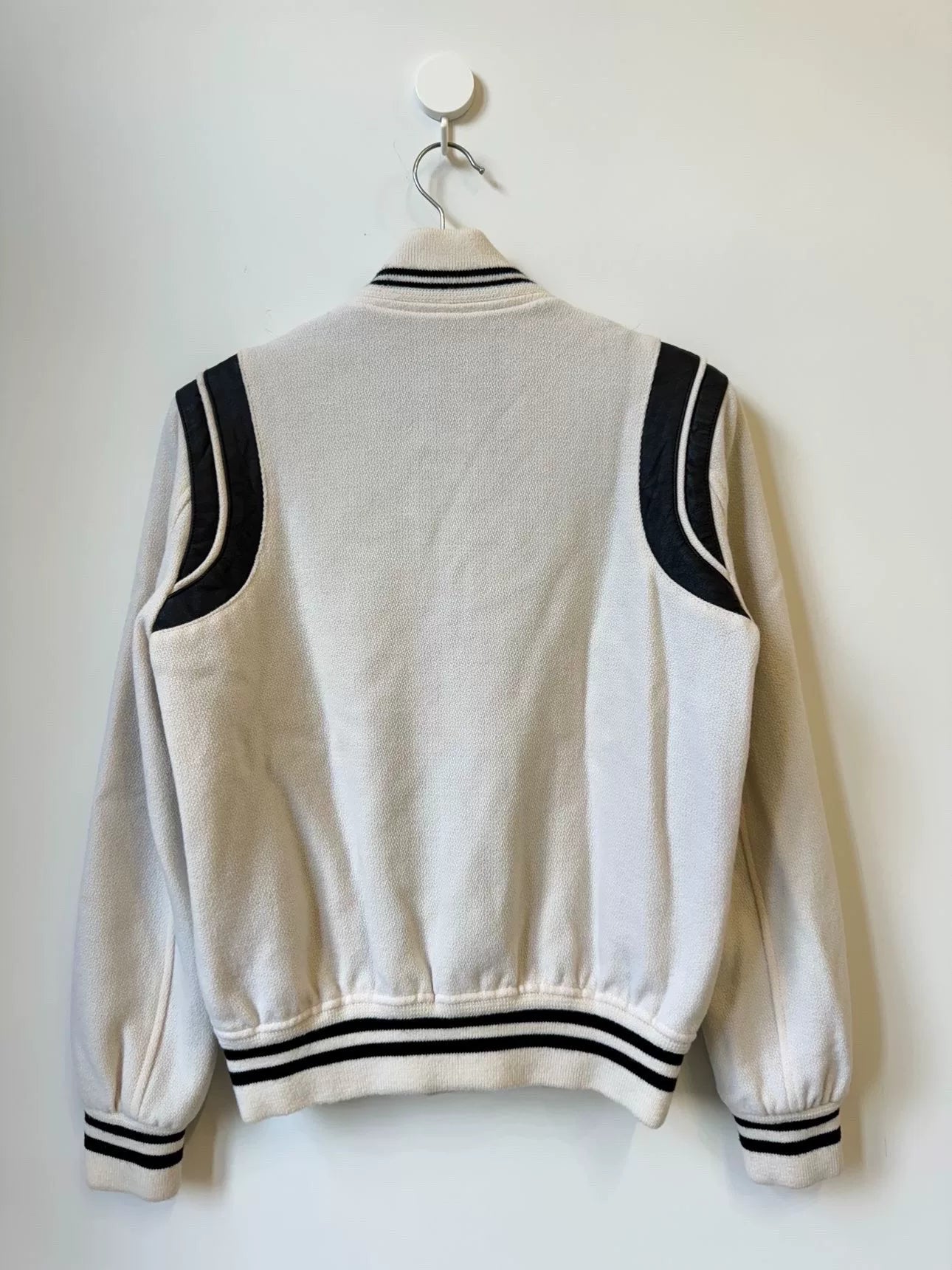 Saint Laurent Cream Black Baseball Jacket