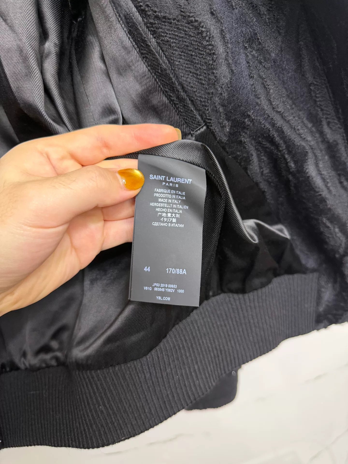 saint laurent black beaded bomber jacket