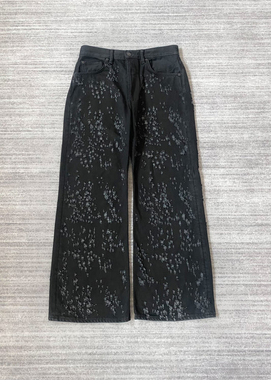 Acne Studios Distressed Black Denim Flared Pants