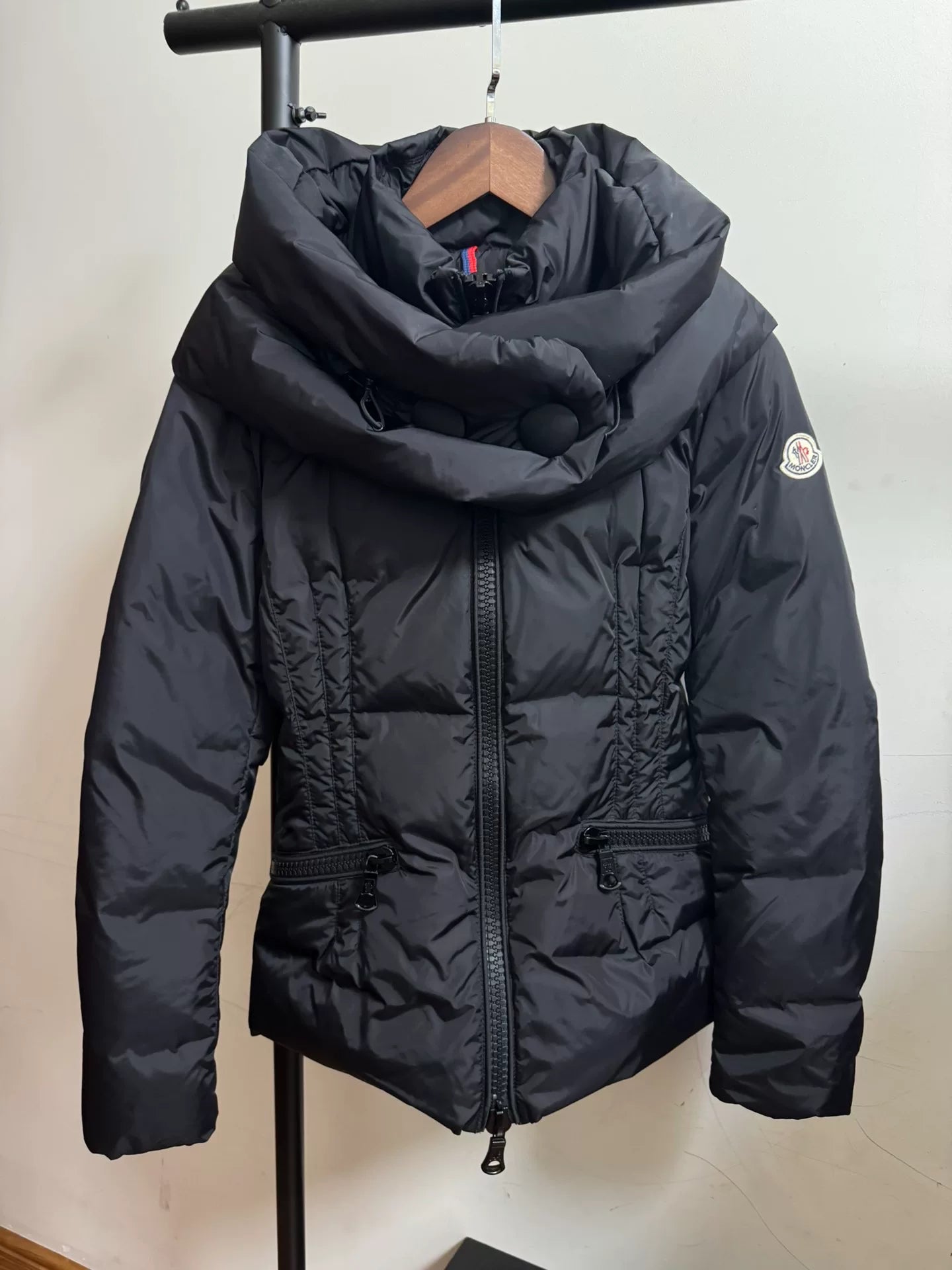 Moncler Mengs Black Hooded Down Jacket