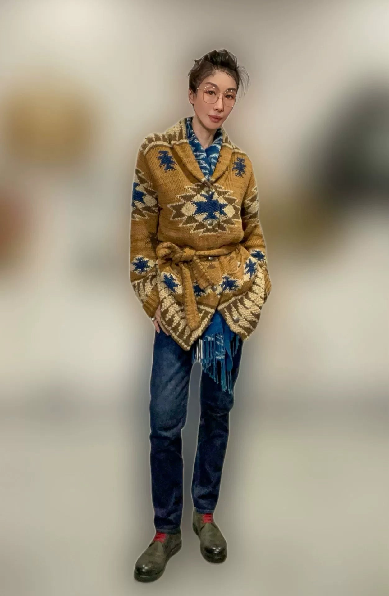 RRL Navajo-Inspired Shawl Collar Cardigan