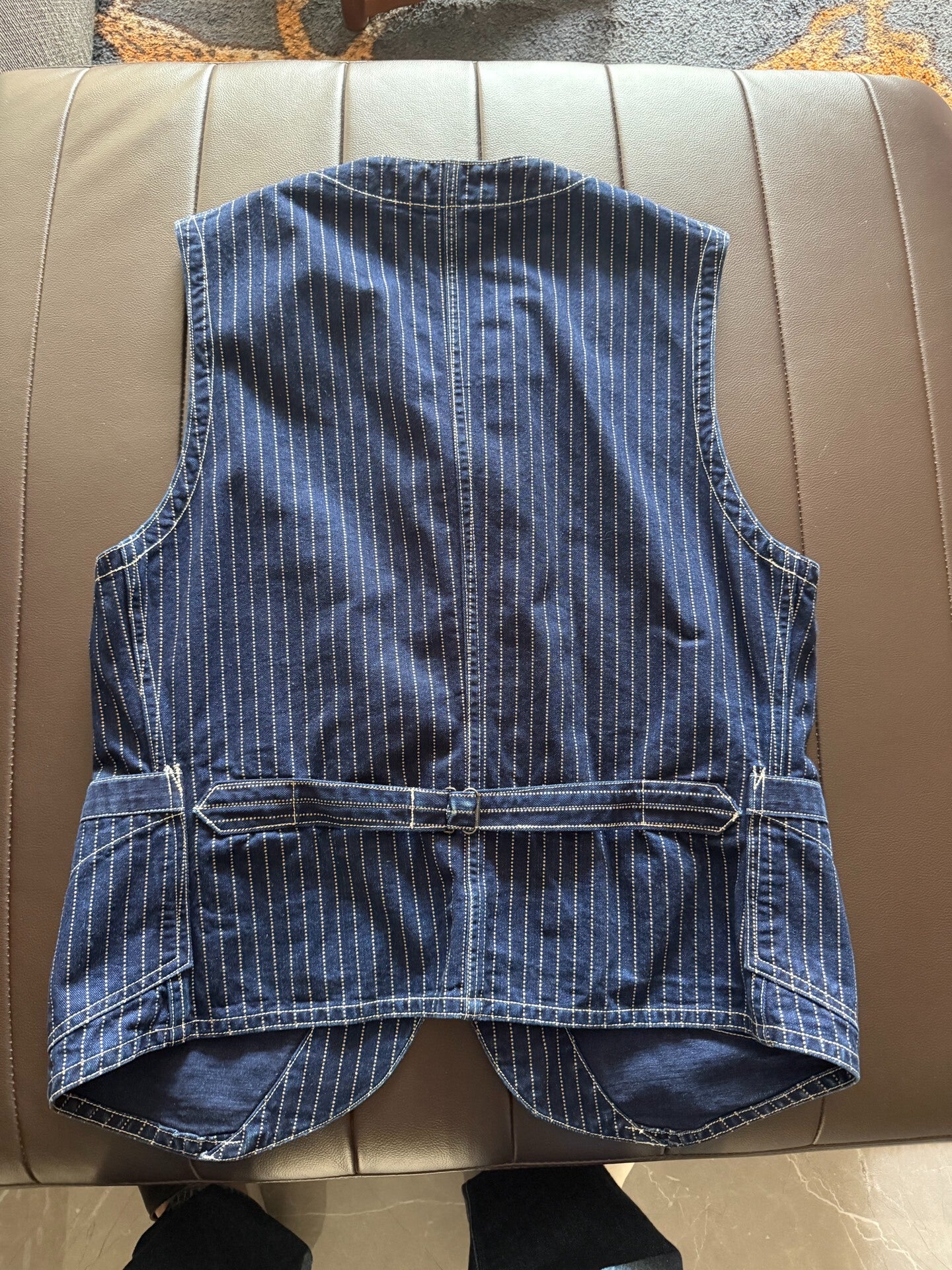 Freewheelers Striped Denim Vest Size 40