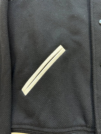 Saint Laurent Black White Leather Varsity Jacket